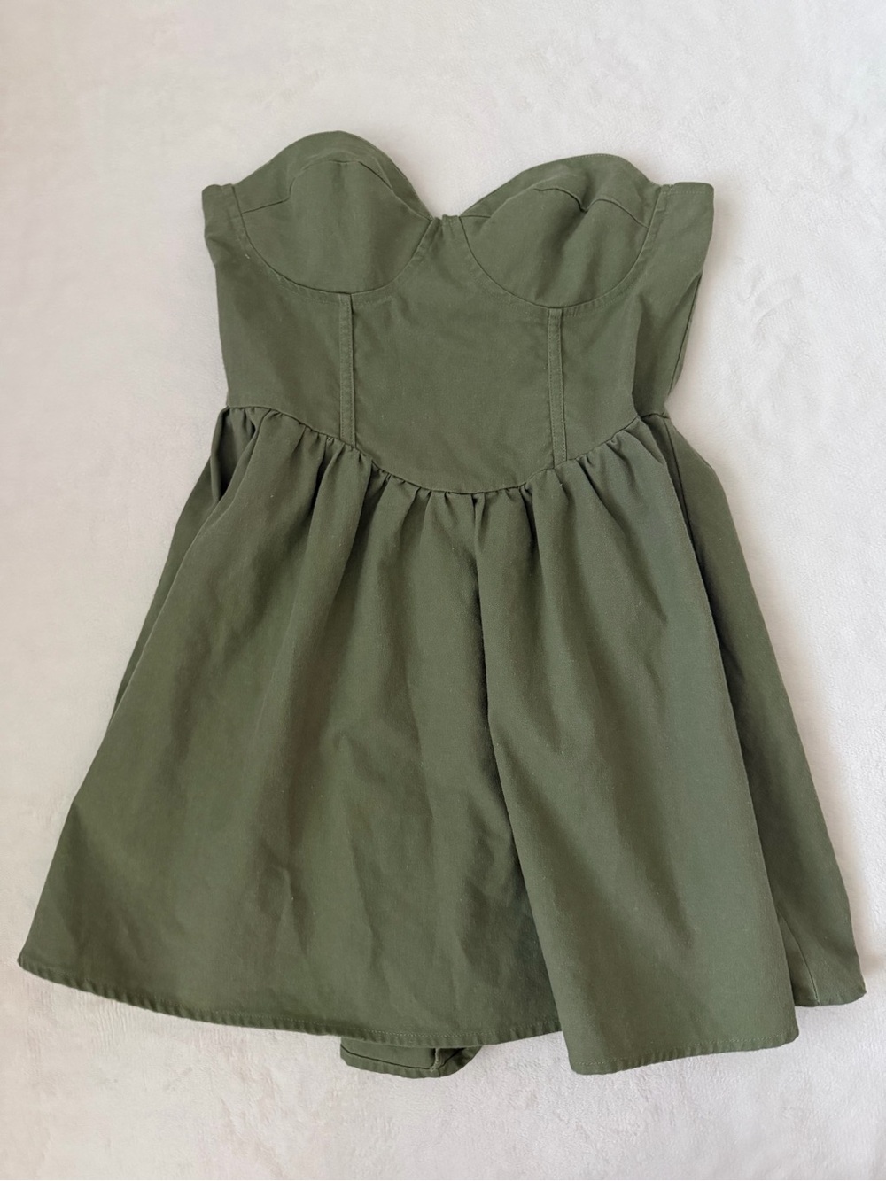 Princess Polly Olive Green Strapless Bustier Peplum Top Size 4